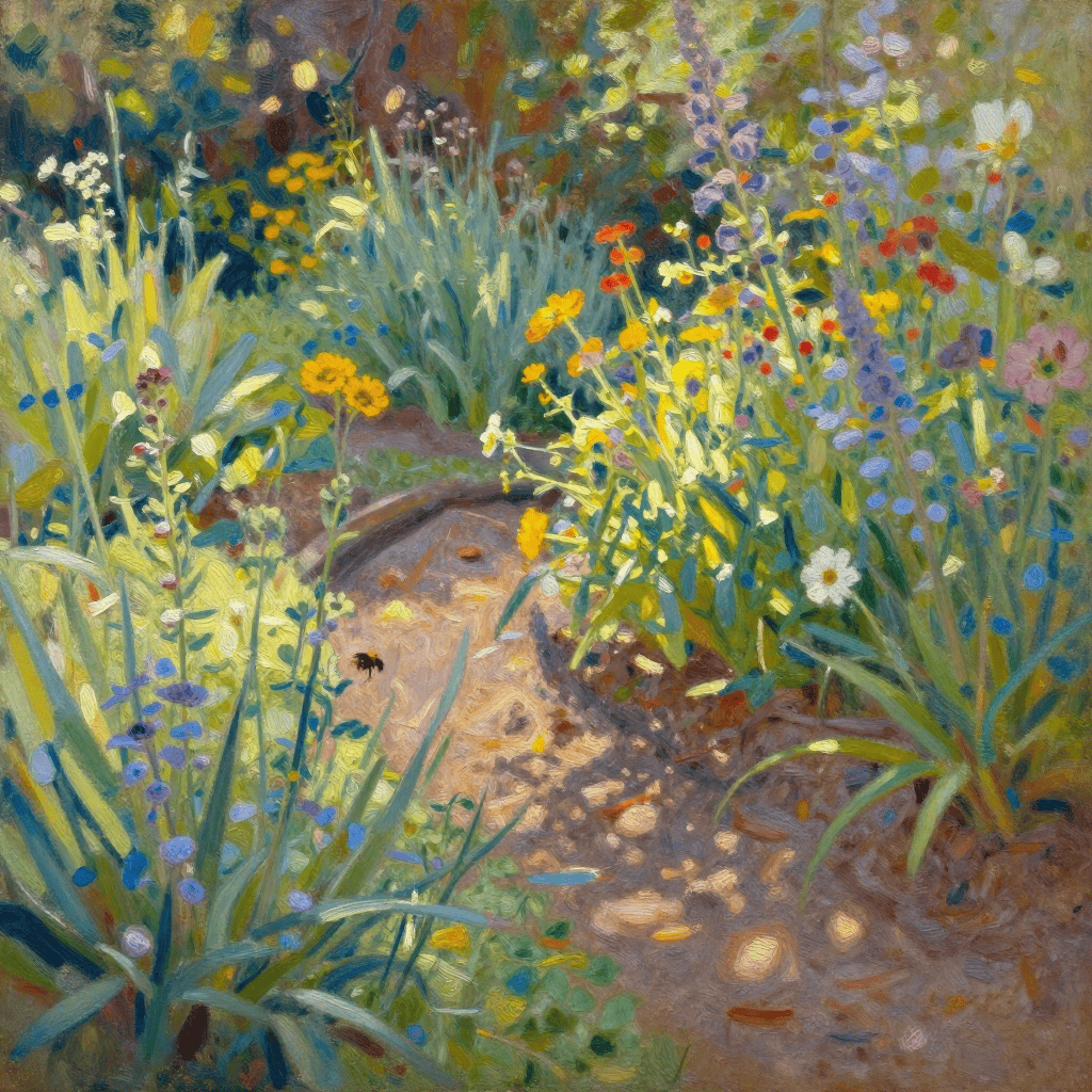 Colorful flower bed arrangement